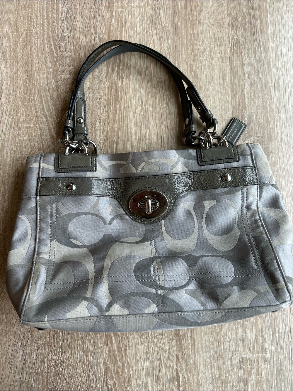 Coach Grey Penelope Optic Signature Shoulder Bag with Turnlock